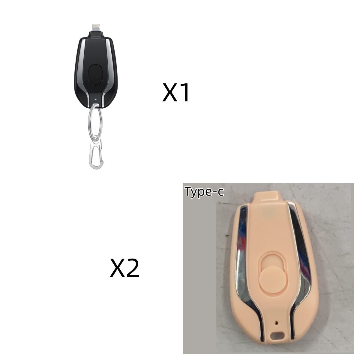 Portable Power Bank Keychain Charger with Retractable Connector and Carabiner Clip - Image 2