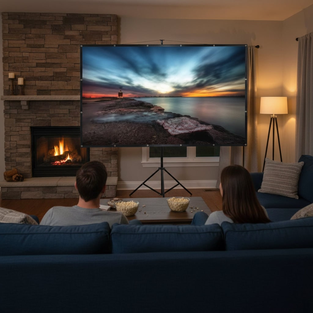 Portable Projector Screen Projection 120 Inch Foldable White Wall Mounted Home Theater - Image 3
