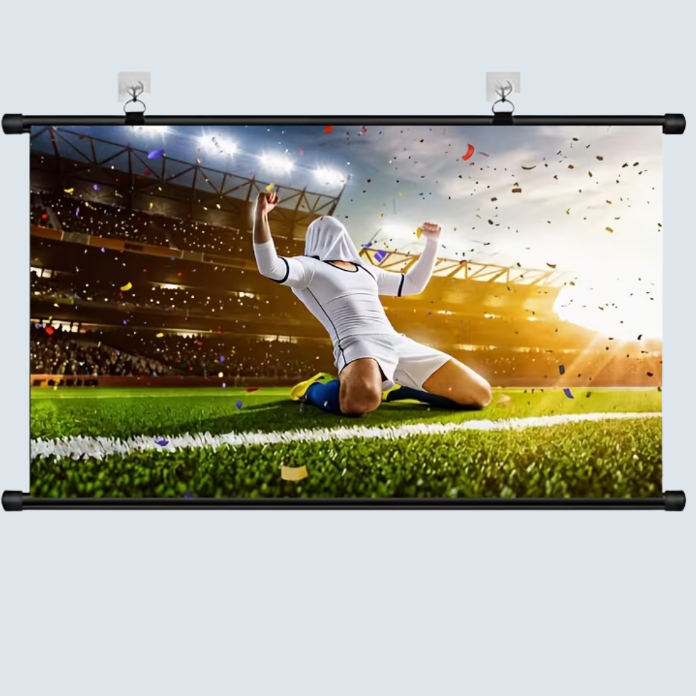 Portable Projector Screen Stand Wall Mounted 16 9 Widescreen White Metal Rod Movie - Image 2