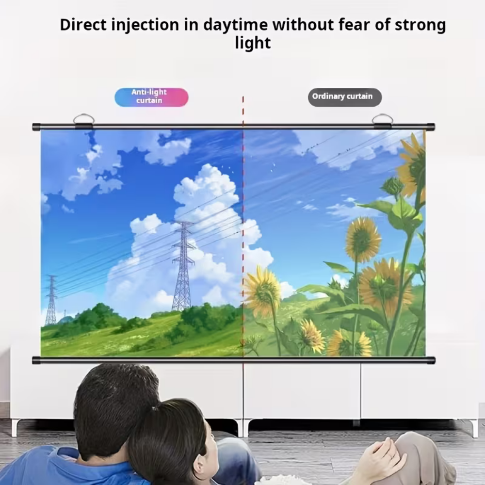 Portable Projector Screen Stand Wall Mounted 16 9 Widescreen White Metal Rod Movie - Image 3