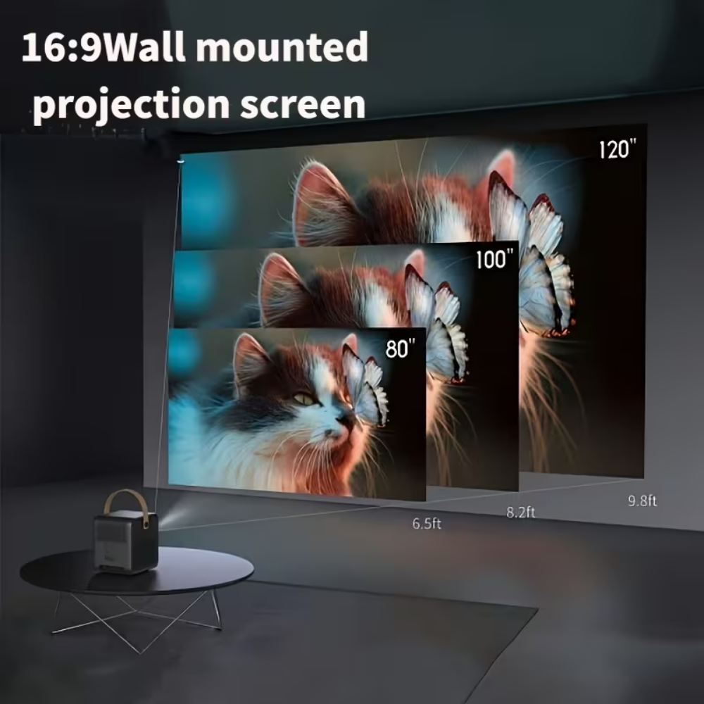 Portable Projector Screen Stand Wall Mounted 16 9 Widescreen White Metal Rod Movie - Image 4