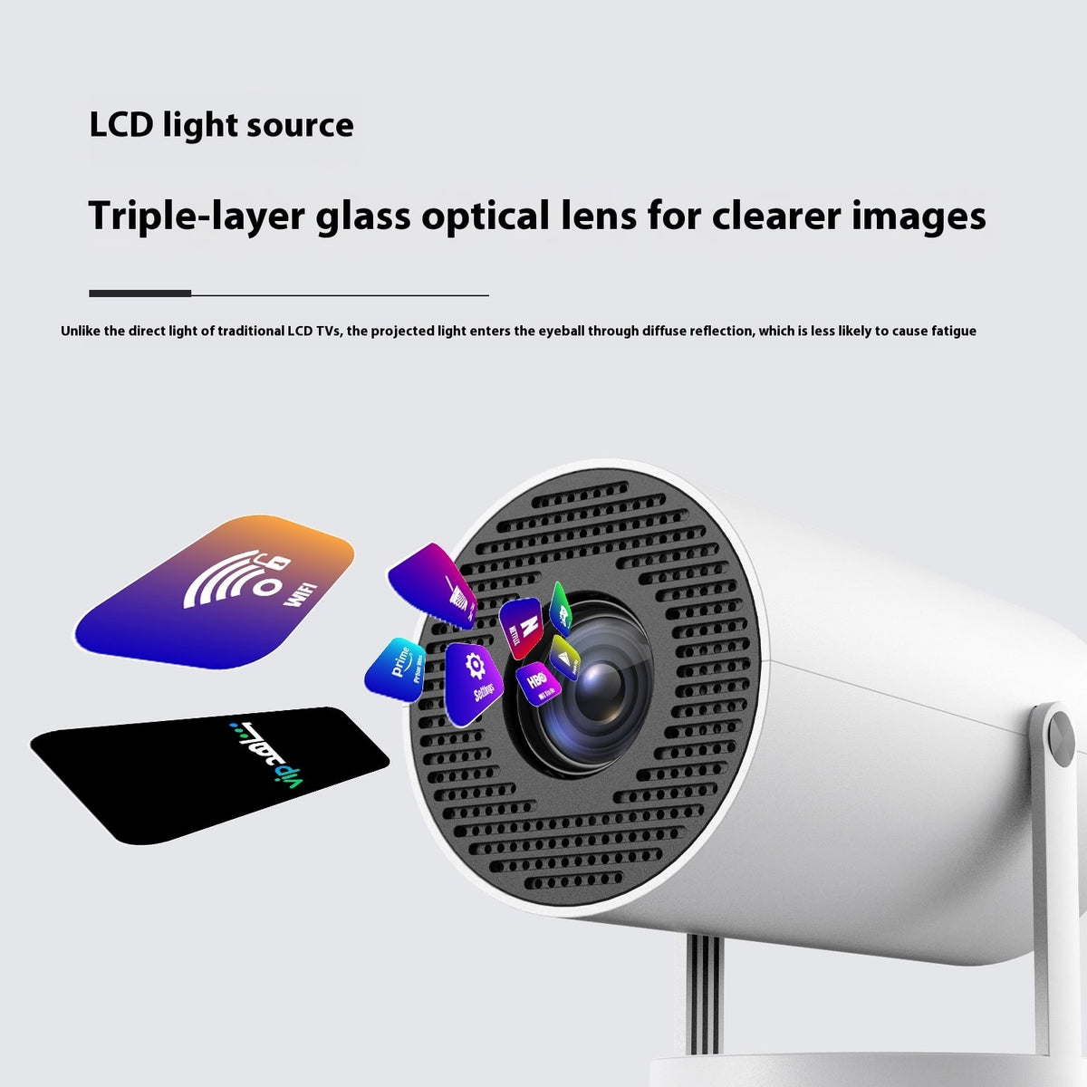 Portable Projector with Outdoor Screen Ultra Short Throw Compact Design and 180° Rotation Stand - Image 1
