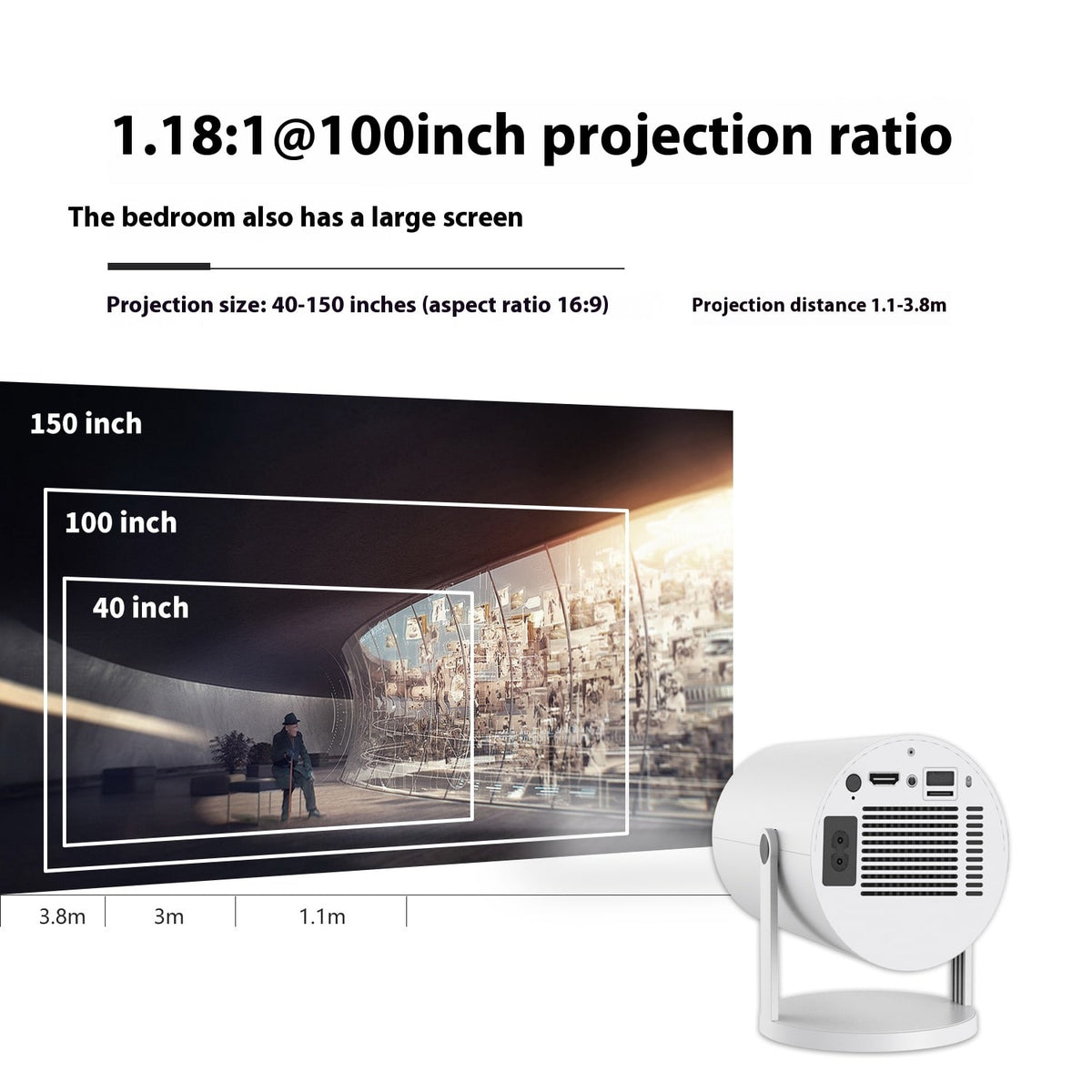 Portable Projector with Outdoor Screen Ultra Short Throw Compact Design and 180° Rotation Stand - Image 5