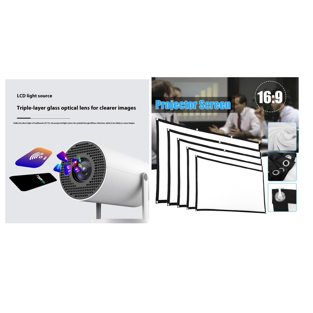 Portable Projector with Outdoor Screen Ultra Short Throw Compact Design and 180° Rotation Stand - Image 7