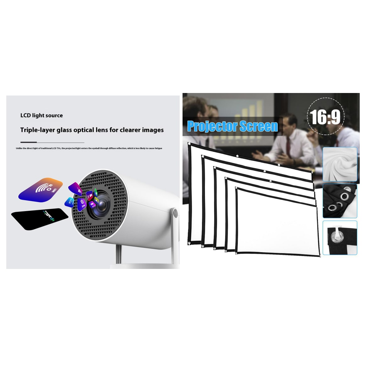 Portable Projector with Outdoor Screen Ultra Short Throw Compact Design and 180° Rotation Stand - Image 7