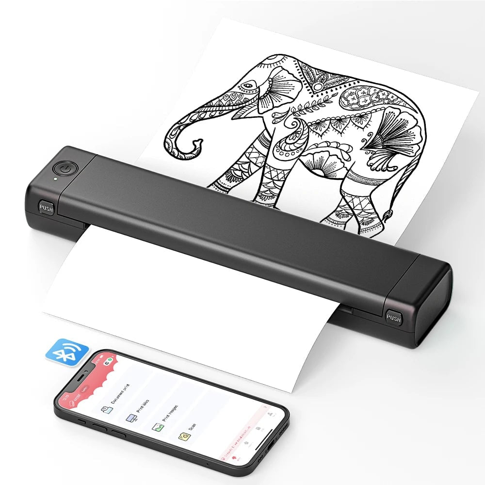 Portable Thermal Printer Wireless Bluetooth USB Compact A4 Smartphone Mobile - Image 1