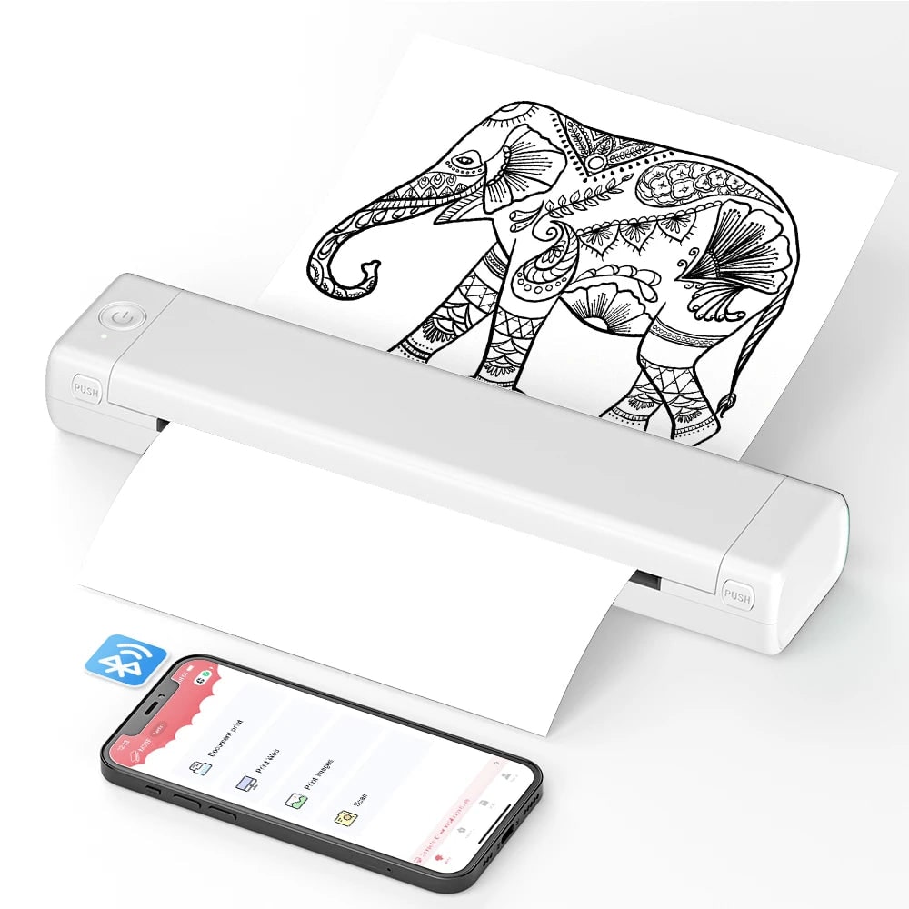 Portable Thermal Printer Wireless Bluetooth USB Compact A4 Smartphone Mobile - Image 2