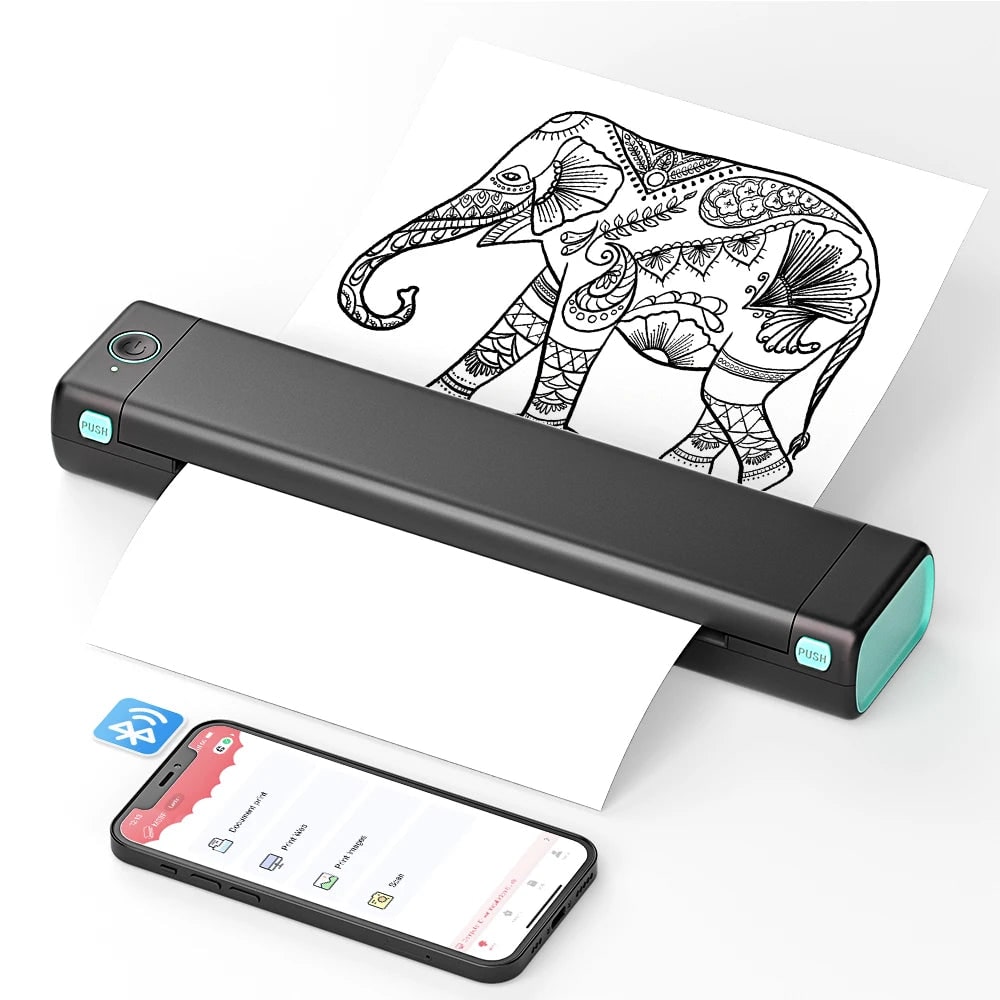 Portable Thermal Printer Wireless Bluetooth USB Compact A4 Smartphone Mobile - Image 3