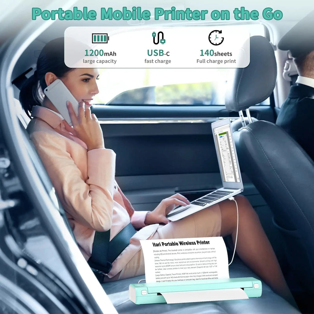Portable Thermal Printer Wireless Bluetooth USB Compact A4 Smartphone Mobile - Image 8