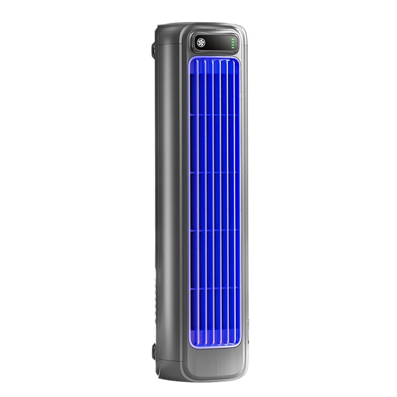 Portable Tower Desk Fan Rechargeable LED Compact Metal Mesh Battery - Image 1