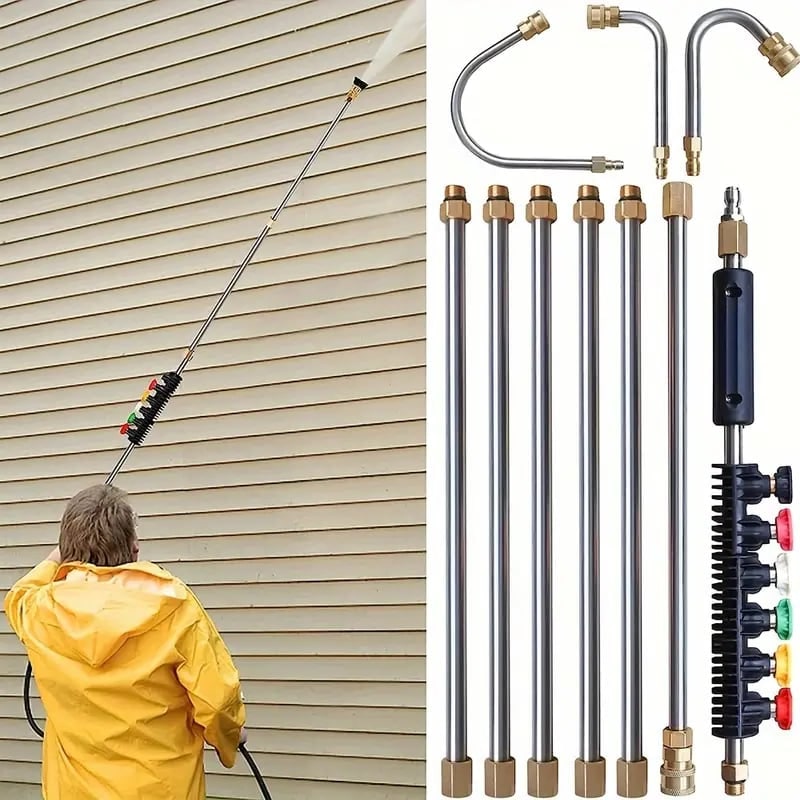 Pressure Washer Wand with Power Spray Extension Brass Couplers and Five Nozzle Tips - Image 5