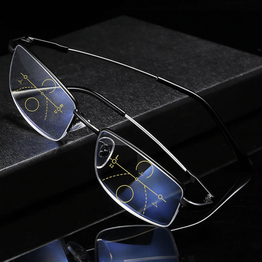 Progressive Multifocal Reading Glasses with Blue Light Blocking and Lightweight Metal Frame - Image 1