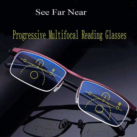 Progressive Multifocal Reading Glasses with Blue Light Blocking and Lightweight Metal Frame - Image 2