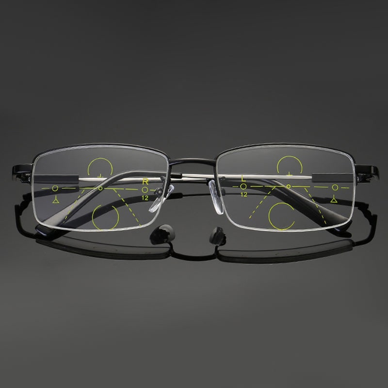 Progressive Reading Glasses Blue Light Blocking Metal Rimless Rectangular Multifocal - Image 3