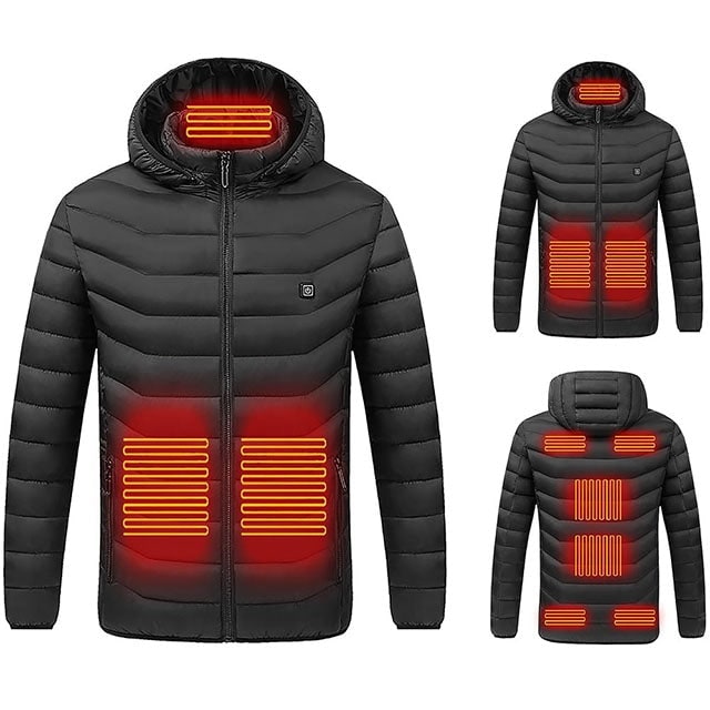 Puffer Heated Jacket with 9 Heating Zones Hood and Quilted Design - Image 1