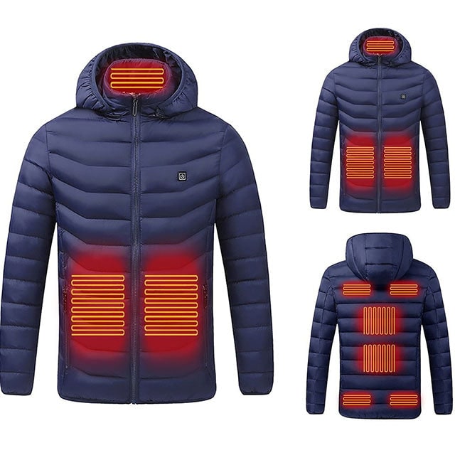 Puffer Heated Jacket with 9 Heating Zones Hood and Quilted Design - Image 10