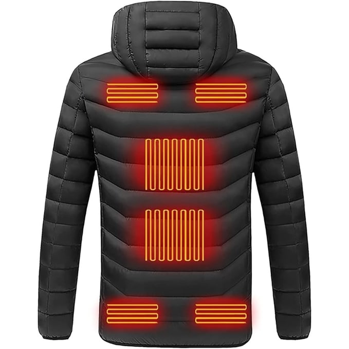 Puffer Heated Jacket with 9 Heating Zones Hood and Quilted Design - Image 5