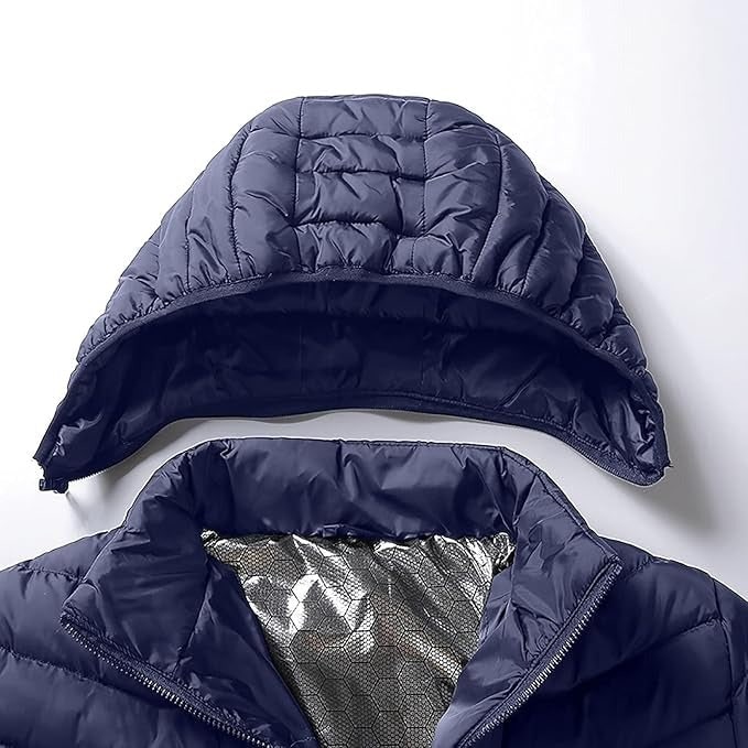 Puffer Heated Jacket with 9 Heating Zones Hood and Quilted Design - Image 7