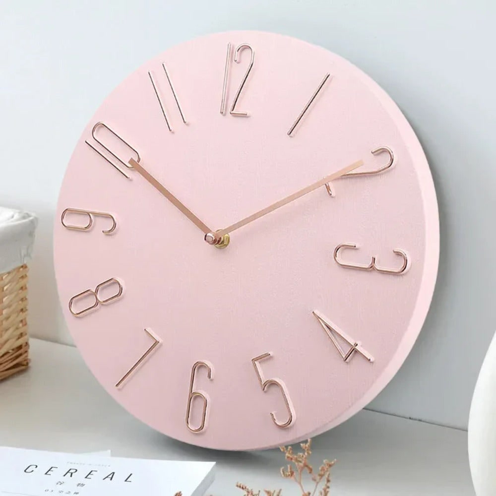 Quiet Modern Wall Clock No Ticking Silent Round Wood Grain Minimalist Living Room - Image 1
