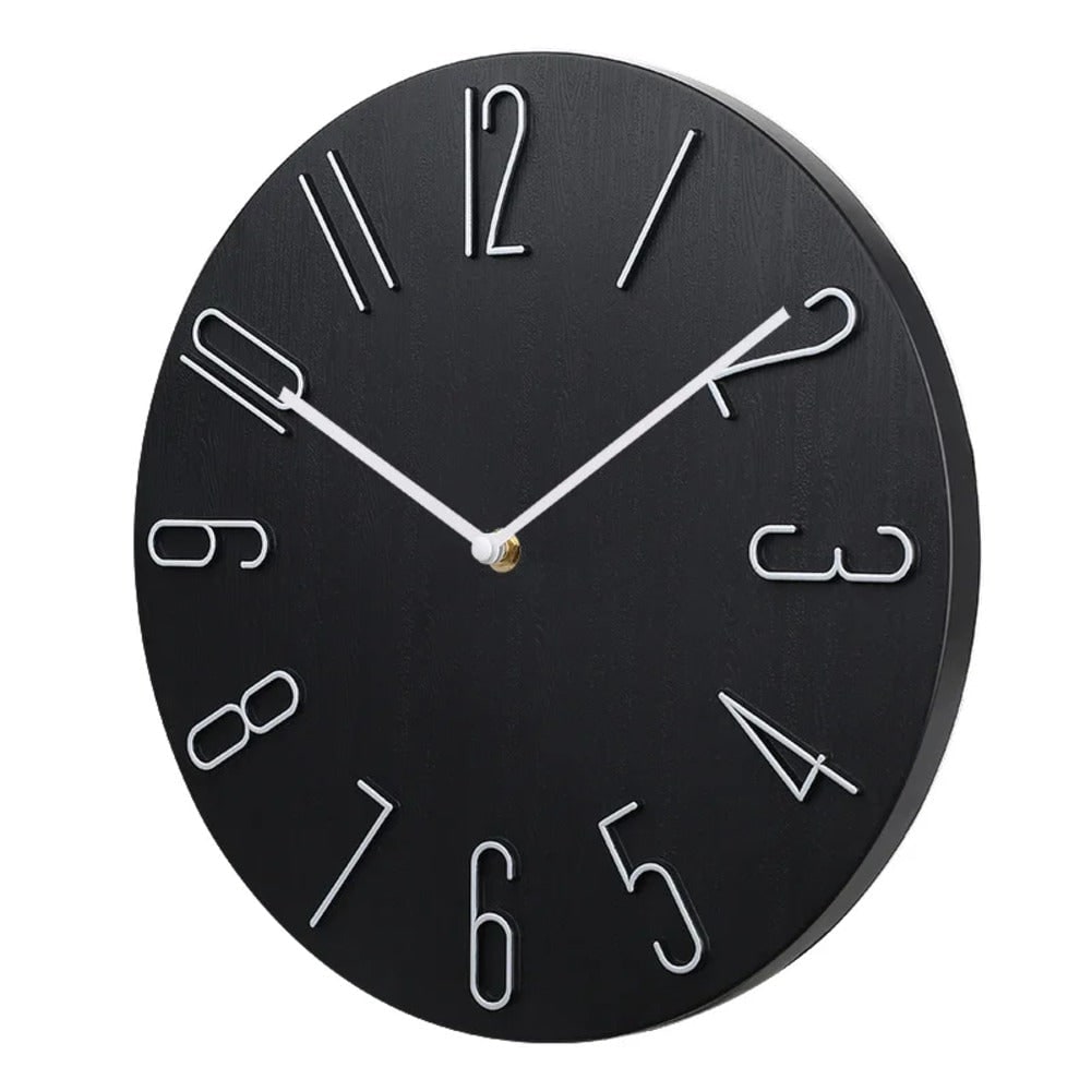 Quiet Modern Wall Clock No Ticking Silent Round Wood Grain Minimalist Living Room - Image 2