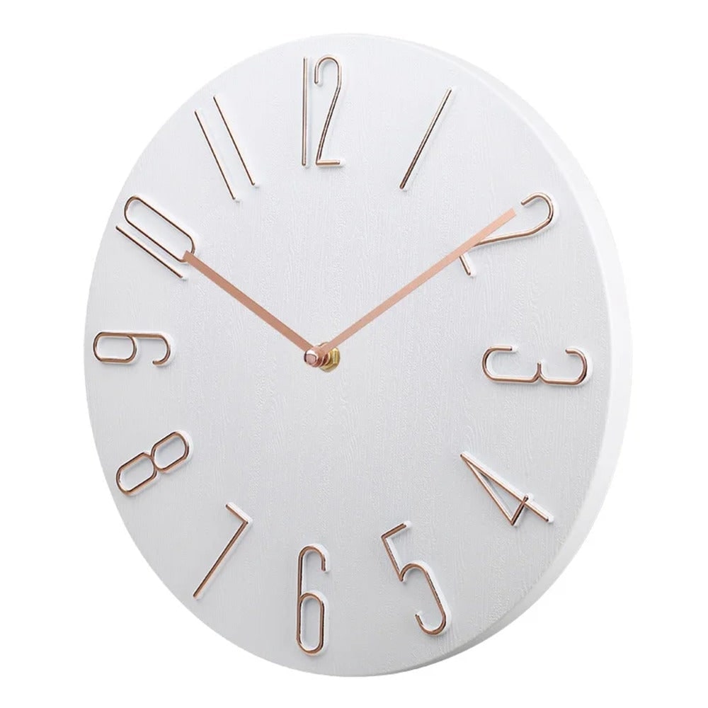 Quiet Modern Wall Clock No Ticking Silent Round Wood Grain Minimalist Living Room - Image 5
