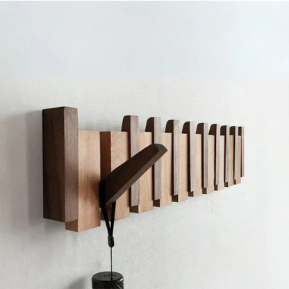 Wall Coat Rack with Foldable Hooks Space-Saving Hallway Storage