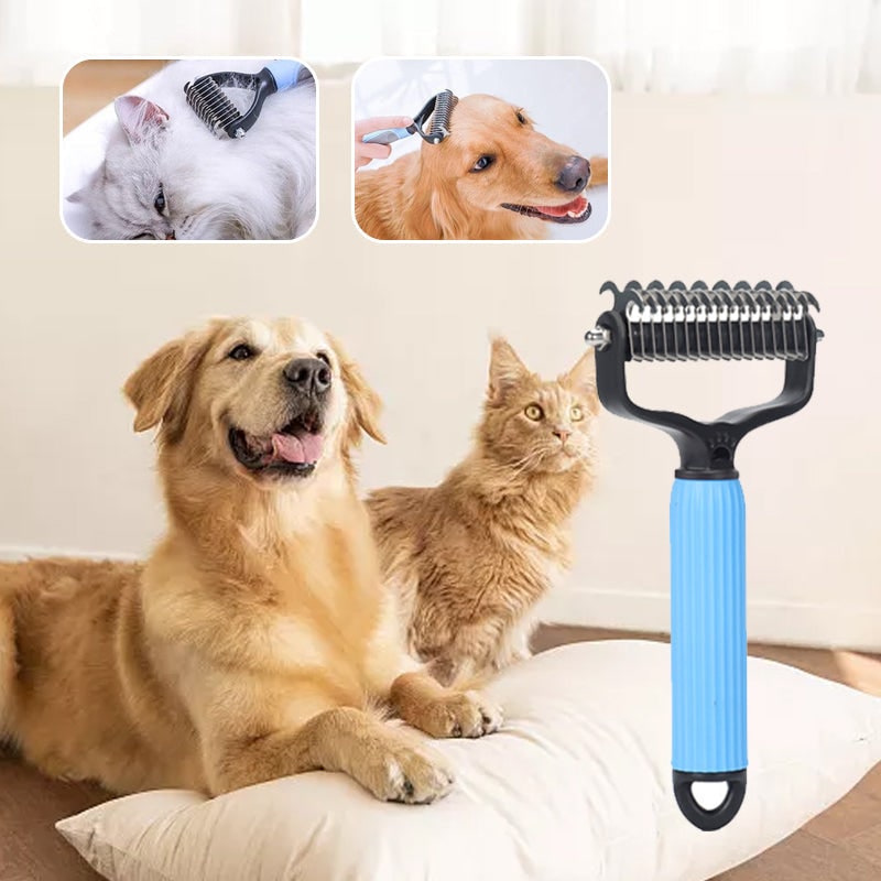 Rake Brush for Dogs with Double Sided Undercoat Dematting and Fur Deshed Grooming Tool - Image 2
