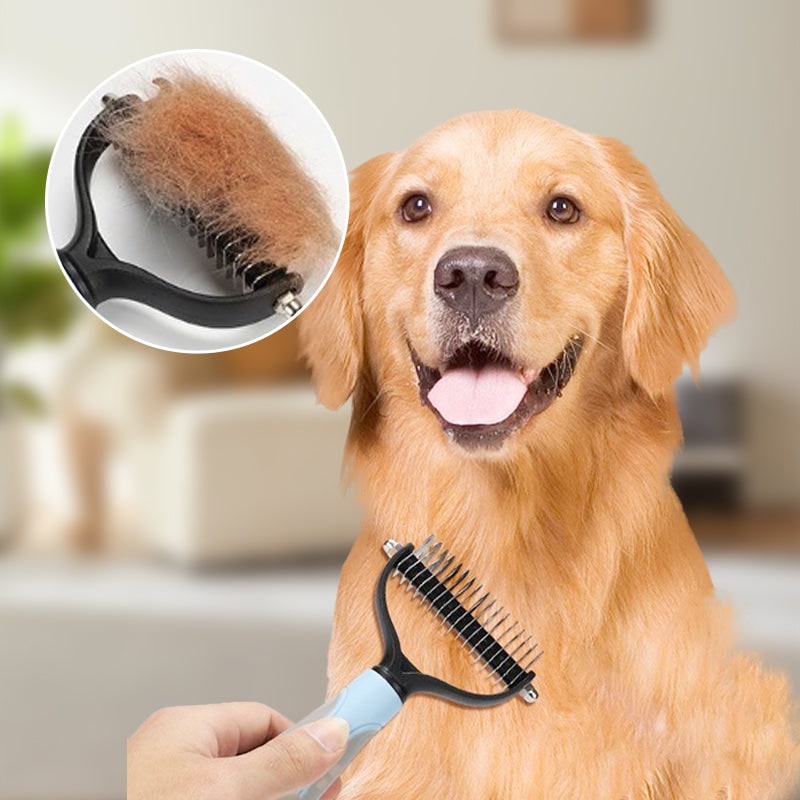 Rake Brush for Dogs with Double Sided Undercoat Dematting and Fur Deshed Grooming Tool - Image 4