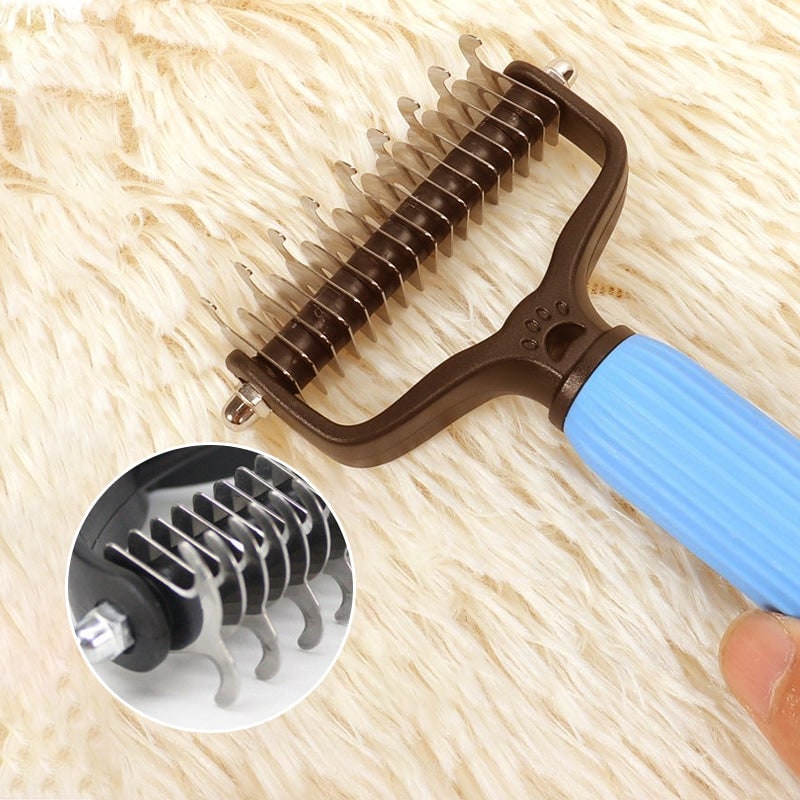 Rake Brush for Dogs with Double Sided Undercoat Dematting and Fur Deshed Grooming Tool - Image 5