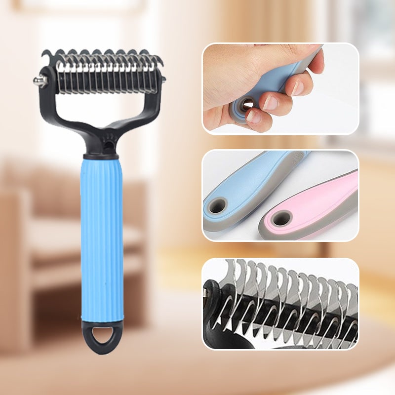 Rake Brush for Dogs with Double Sided Undercoat Dematting and Fur Deshed Grooming Tool - Image 9
