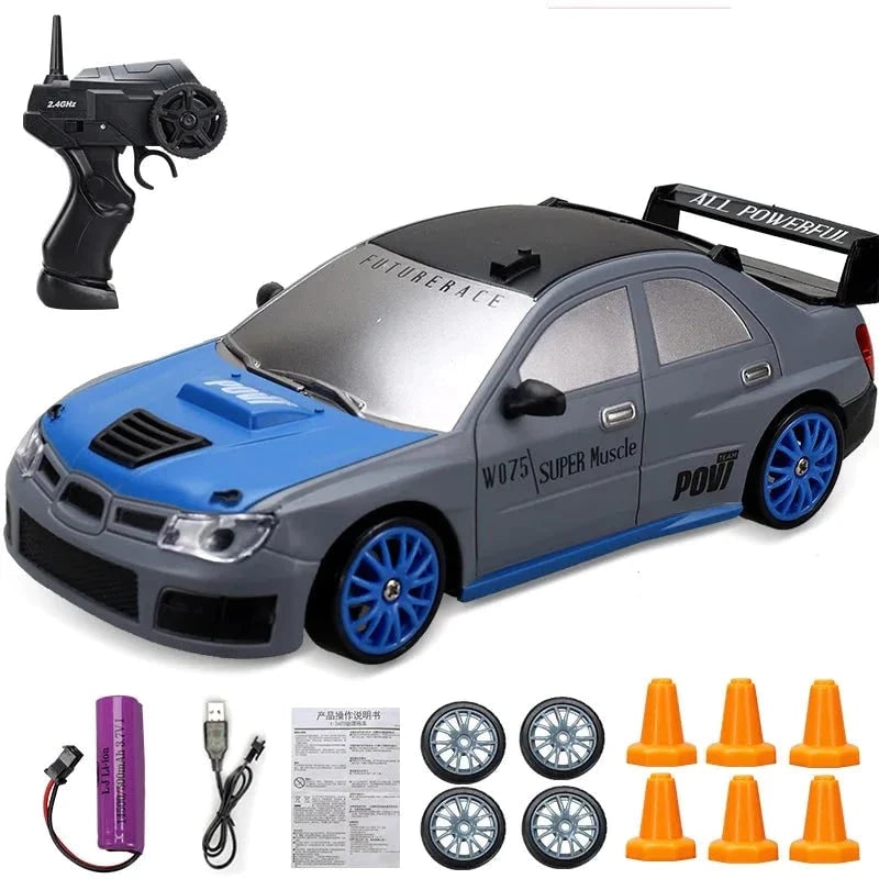 Rc Drift Car Remote Control Toy Rechargeable LED Spare Wheels Cones Kit Usb - Image 10