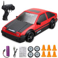 Rc Drift Car Remote Control Toy Rechargeable LED Spare Wheels Cones Kit Usb - Image 2