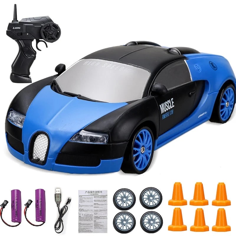 Rc Drift Car Remote Control Toy Rechargeable LED Spare Wheels Cones Kit Usb - Image 20