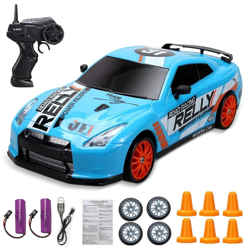 Rc Drift Car Remote Control Toy Rechargeable LED Spare Wheels Cones Kit Usb - Image 22