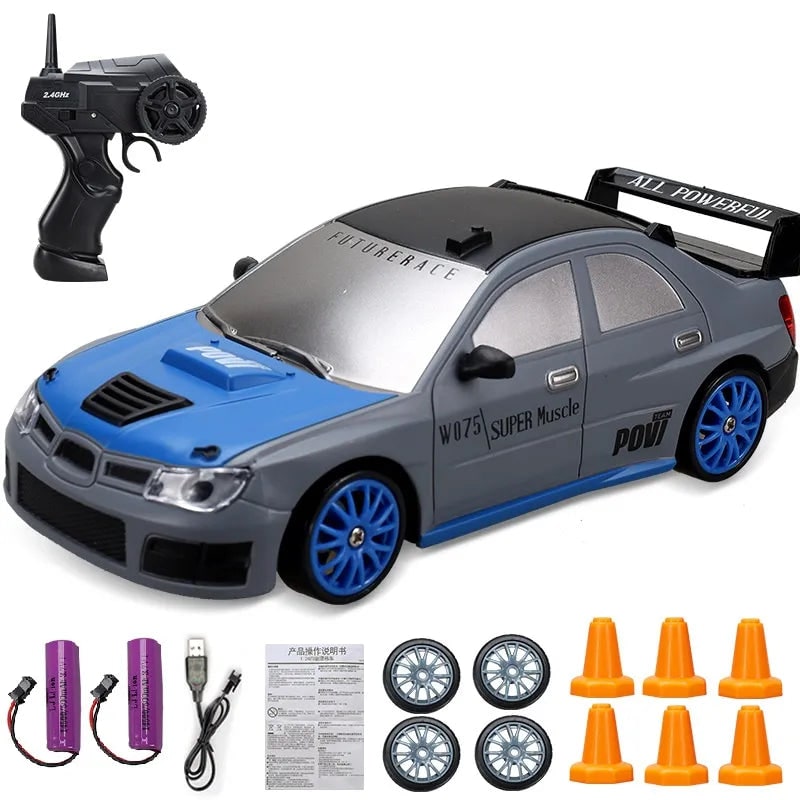 Rc Drift Car Remote Control Toy Rechargeable LED Spare Wheels Cones Kit Usb - Image 24