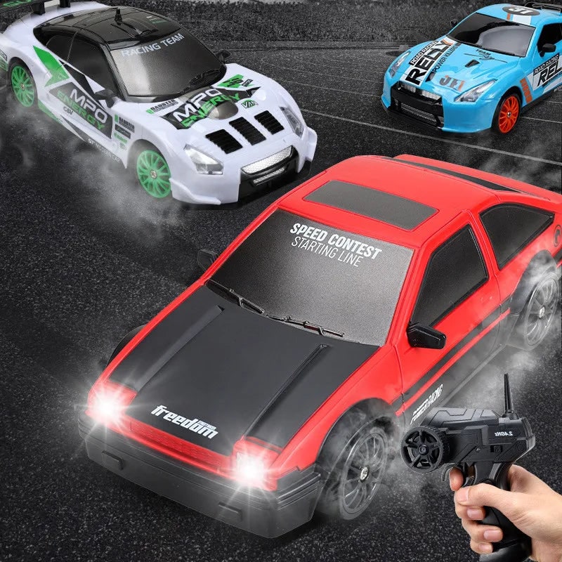 Rc Drift Car Remote Control Toy Rechargeable LED Spare Wheels Cones Kit Usb - Image 4