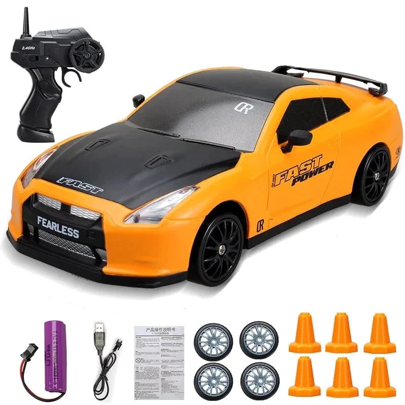 Rc Drift Car Remote Control Toy Rechargeable LED Spare Wheels Cones Kit Usb - Image 6