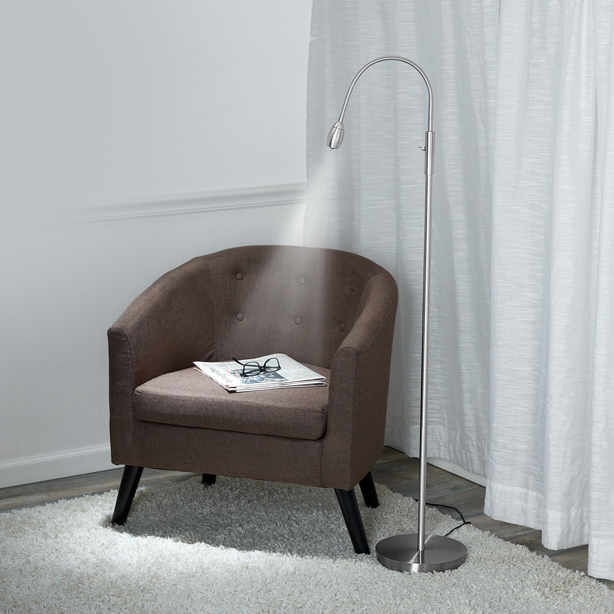 Reading Floor Lamp with Adjustable Gooseneck Arc LED Task Light and Focused Beam Bright - Image 1