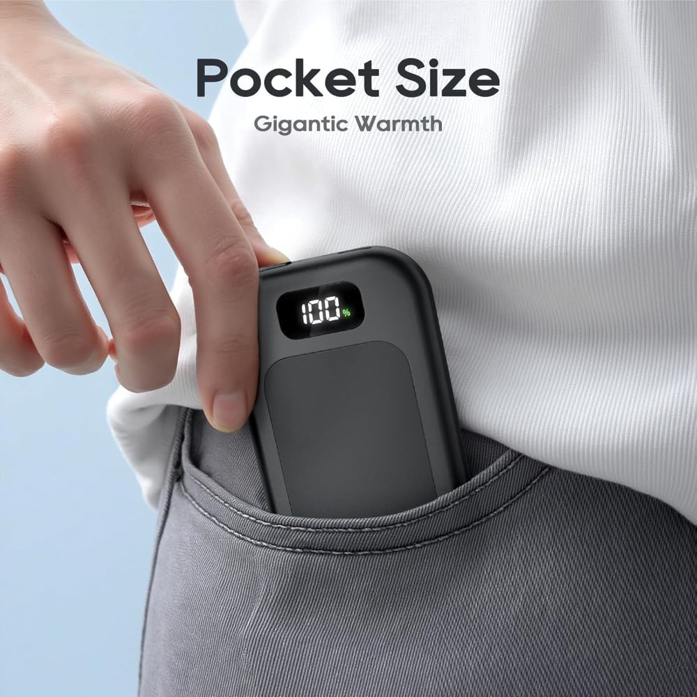 Rechargeable Electric Hand Warmers Reusable Pocket Heater with LED Display and Three Heat Levels - Image 3