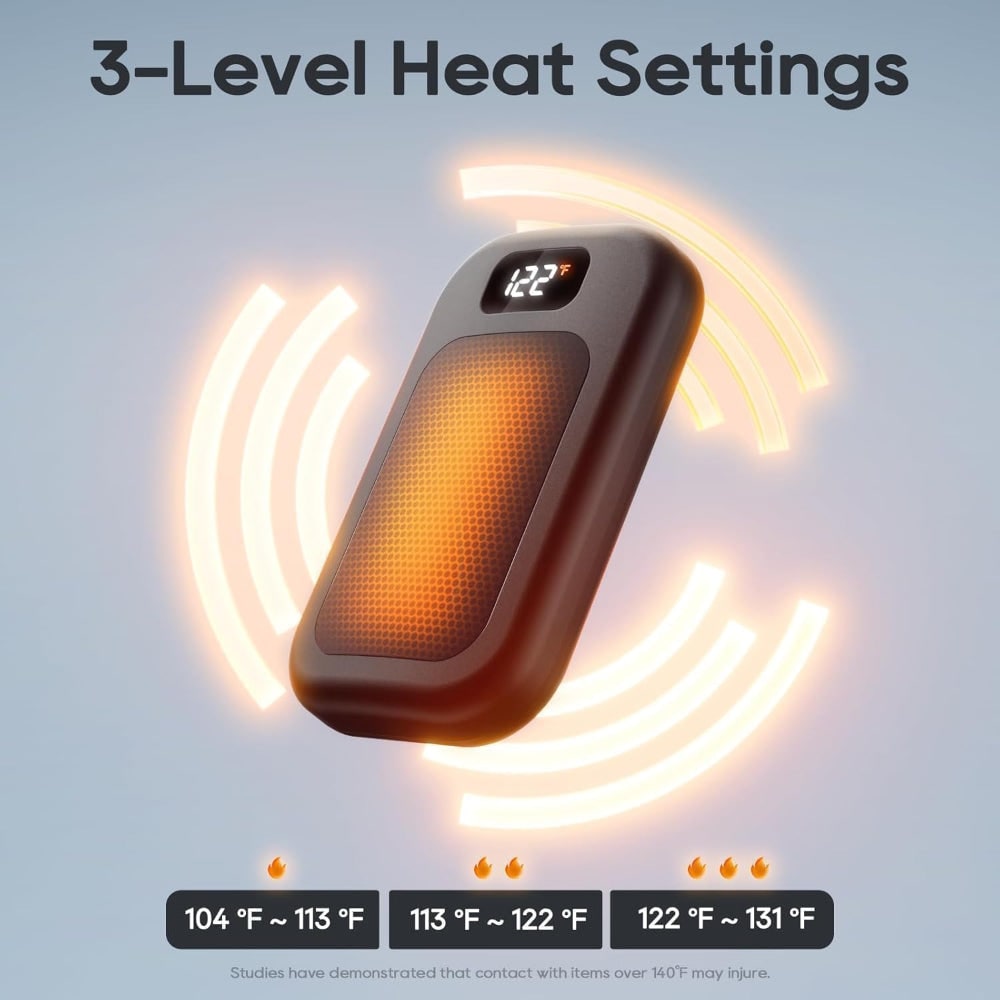 Rechargeable Electric Hand Warmers Reusable Pocket Heater with LED Display and Three Heat Levels - Image 5