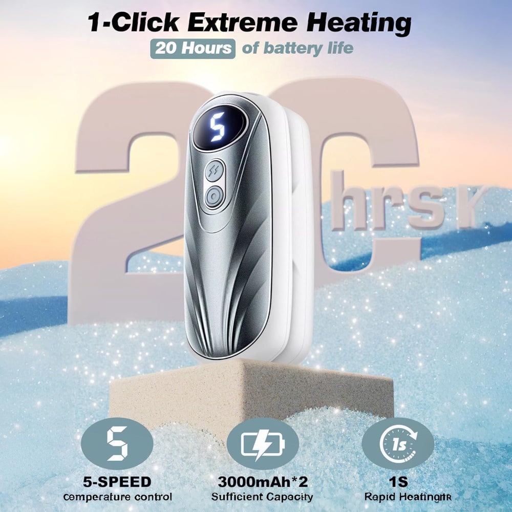 Rechargeable Electric Hand Warmers with LED Display Reusable Portable Pocket Heater Set of 2 - Image 11
