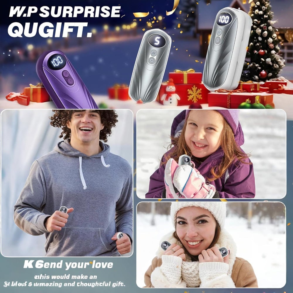 Rechargeable Electric Hand Warmers with LED Display Reusable Portable Pocket Heater Set of 2 - Image 12