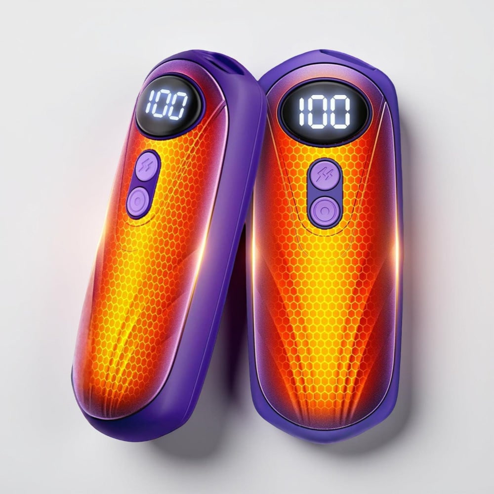 Rechargeable Electric Hand Warmers with LED Display Reusable Portable Pocket Heater Set of 2 - Image 14