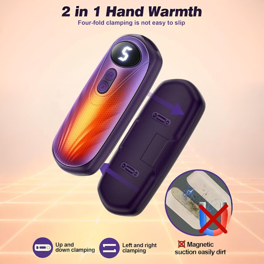 Rechargeable Electric Hand Warmers with LED Display Reusable Portable Pocket Heater Set of 2 - Image 15