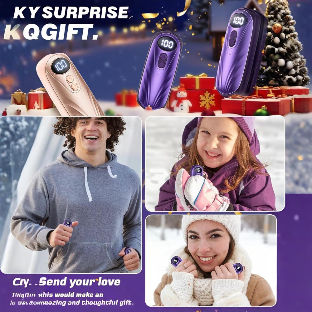 Rechargeable Electric Hand Warmers with LED Display Reusable Portable Pocket Heater Set of 2 - Image 19