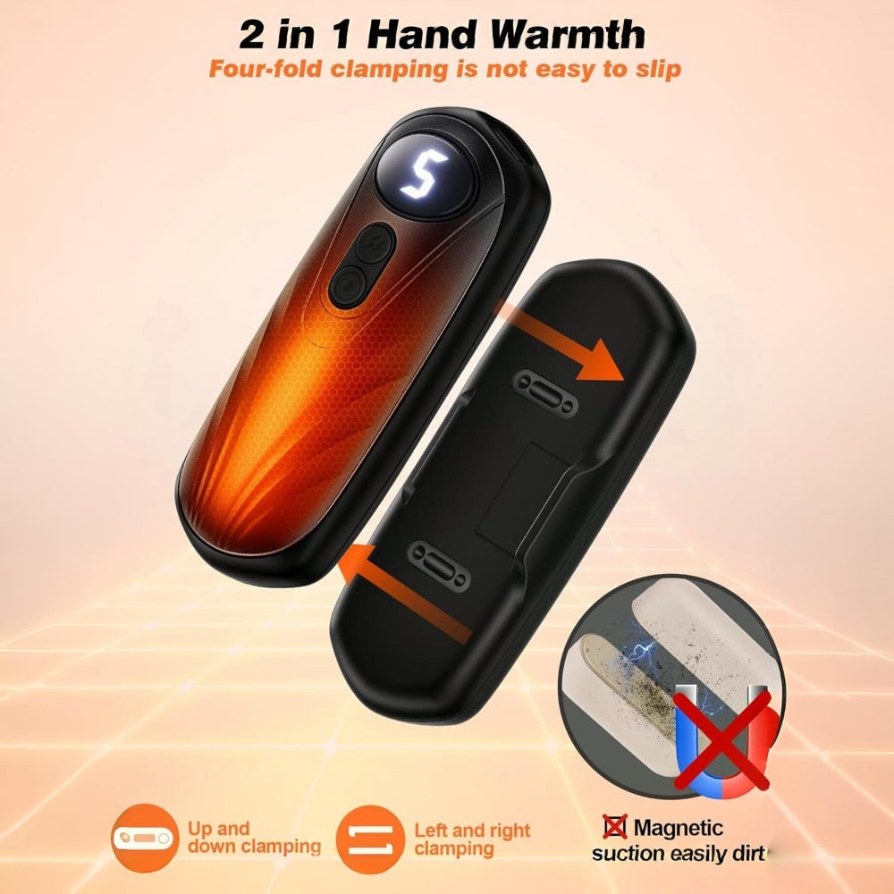 Rechargeable Electric Hand Warmers with LED Display Reusable Portable Pocket Heater Set of 2 - Image 2