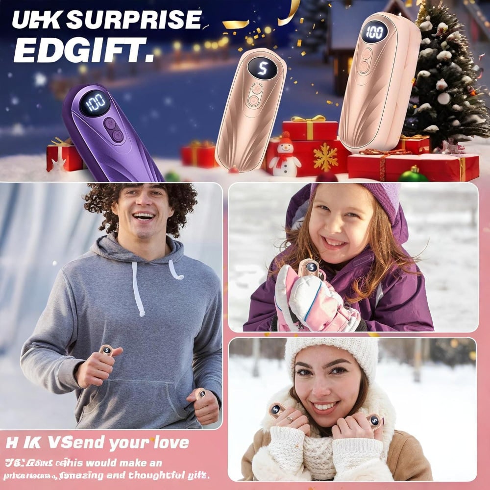 Rechargeable Electric Hand Warmers with LED Display Reusable Portable Pocket Heater Set of 2 - Image 24