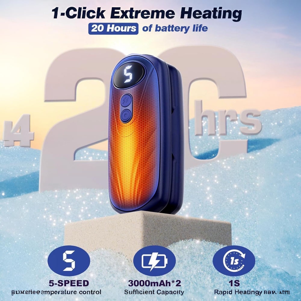 Rechargeable Electric Hand Warmers with LED Display Reusable Portable Pocket Heater Set of 2 - Image 28