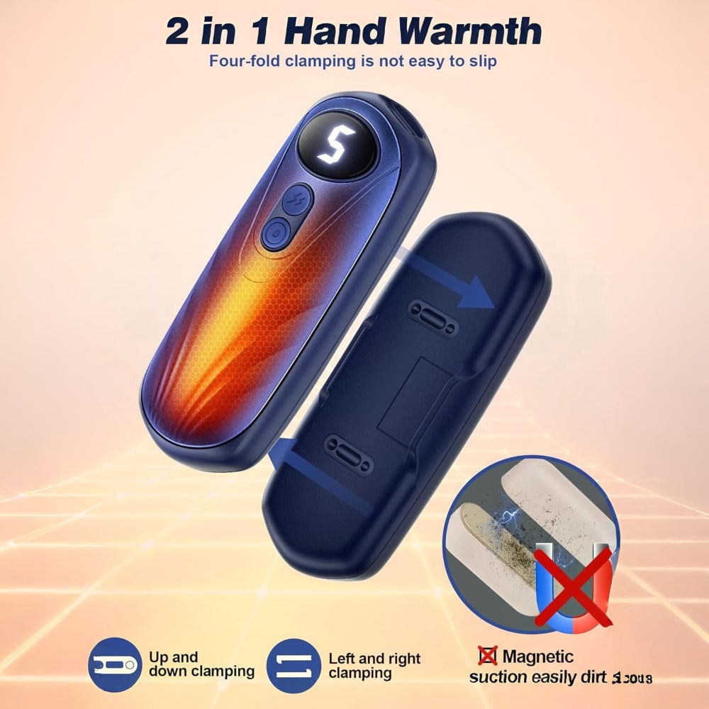 Rechargeable Electric Hand Warmers with LED Display Reusable Portable Pocket Heater Set of 2 - Image 31