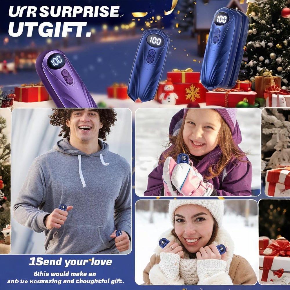 Rechargeable Electric Hand Warmers with LED Display Reusable Portable Pocket Heater Set of 2 - Image 32